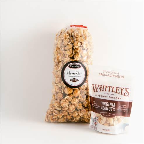 Home Run made with Whitley's Peanuts Northern Neck Popcorn