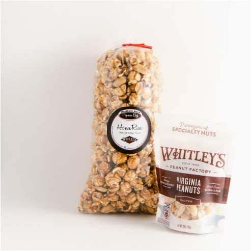 Home Run made with Whitley's Peanuts Northern Neck Popcorn 